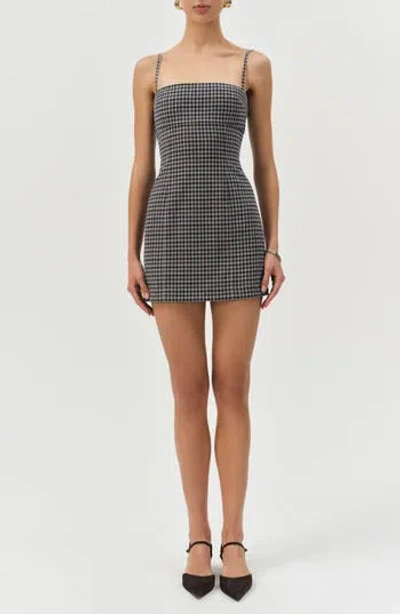 For Love & Lemons Savannah Plaid Minidress In Black