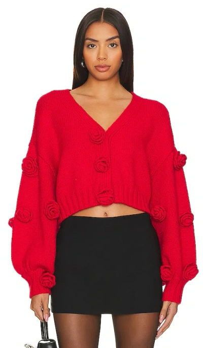For Love & Lemons Scarlett Cardigan In Red