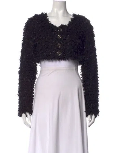 Pre-owned For Love & Lemons Scoop Neck Long Sleeve Top W/ Tags In Black