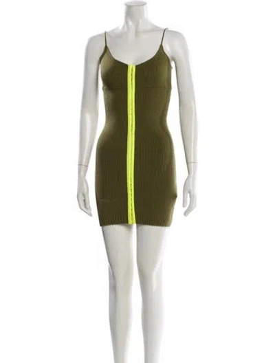 Pre-owned For Love & Lemons Scoop Neck Mini Dress In Green