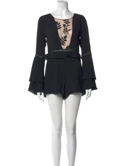 Pre-owned For Love & Lemons Scoop Neck Romper In Black