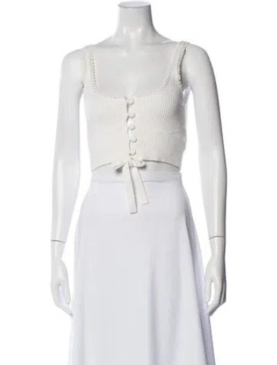 Pre-owned For Love & Lemons Scoop Neck Sleeveless Crop Top In White
