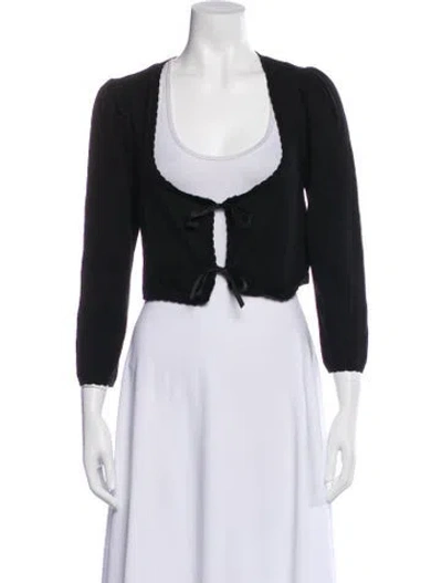 Pre-owned For Love & Lemons Scoop Neck Three-quarter Sleeve Top In Black