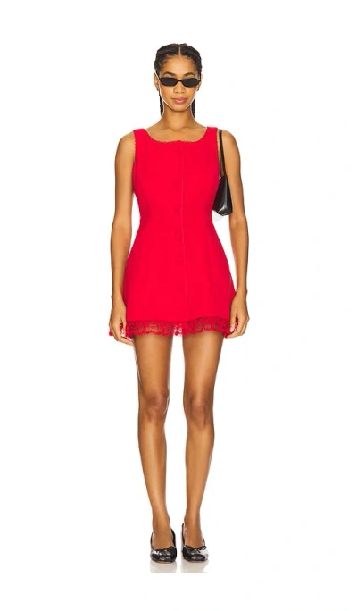 For Love & Lemons Serena Mini Dress In Red