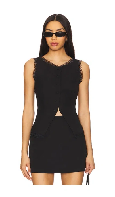 For Love & Lemons Shawna Vest In Black