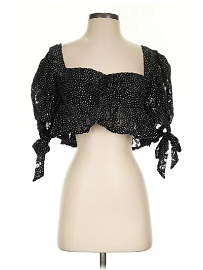 Pre-owned For Love & Lemons Short Sleeve Blouse In Black