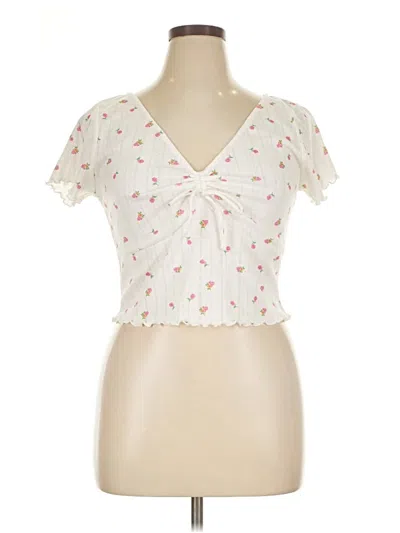 Pre-owned For Love & Lemons Short Sleeve Blouse In Ivory