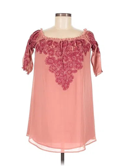 Pre-owned For Love & Lemons Short Sleeve Blouse In Pink