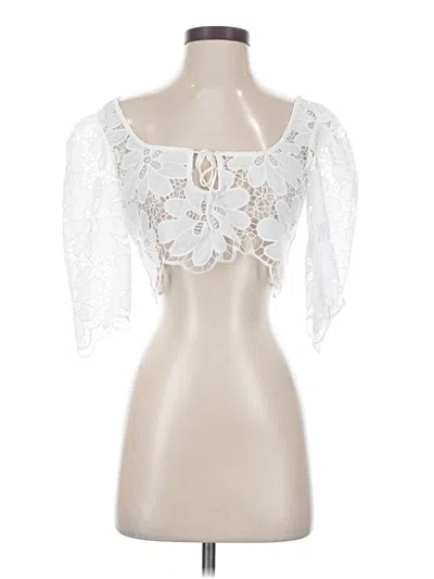 Pre-owned For Love & Lemons Short Sleeve Blouse In White