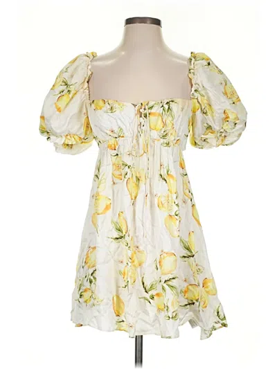 Pre-owned For Love & Lemons Short Sleeve Blouse In Yellow