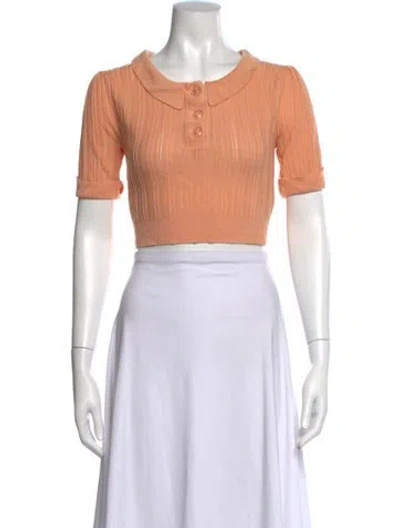 Pre-owned For Love & Lemons Short Sleeve Polo In Neutral