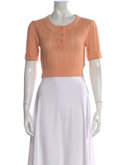 Pre-owned For Love & Lemons Short Sleeve Polo In Orange