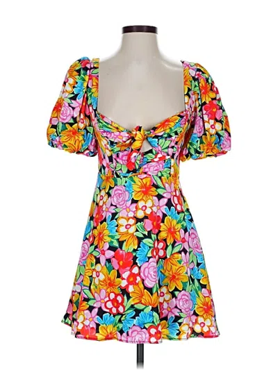 Pre-owned For Love & Lemons Short Sleeve Top Pink Sweetheart Neckline Tops