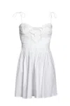 For Love & Lemons Sierra Lace-up Open-back Poplin Mini Dress In White