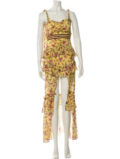 Pre-owned For Love & Lemons Silk Long Dress In Multi
