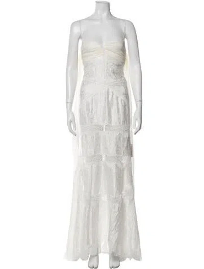 Pre-owned For Love & Lemons Silk Long Dress In Neutrals
