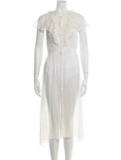 Pre-owned For Love & Lemons Silk Midi Length Dress In Neutral