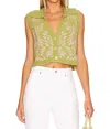 For Love & Lemons Simone Top In Green In Green