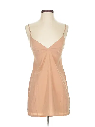 Pre-owned For Love & Lemons Sleeveless Silk Top Tan Strapless Neckline Tops In Brown