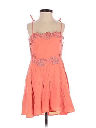 Pre-owned For Love & Lemons Sleeveless Top Orange Halter Neckline Tops