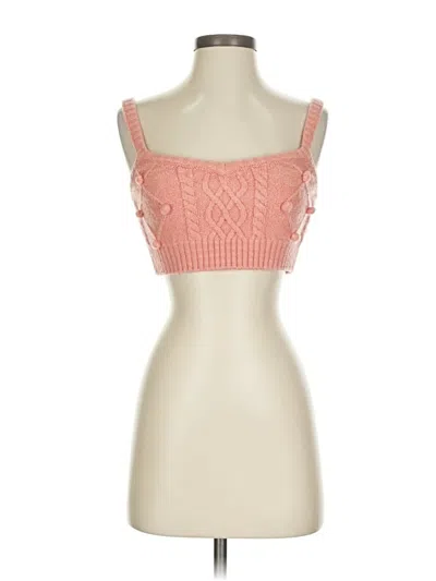 Pre-owned For Love & Lemons Sleeveless Top Pink Sweetheart Neckline Tops