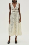 For Love & Lemons Snowflake Daisy Mesh Maxi Dress In White