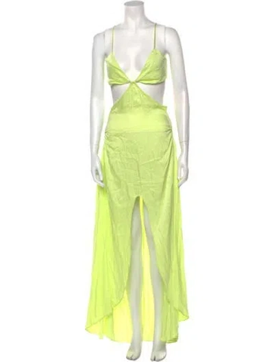 Pre-owned For Love & Lemons Square Neckline Long Dress In Green