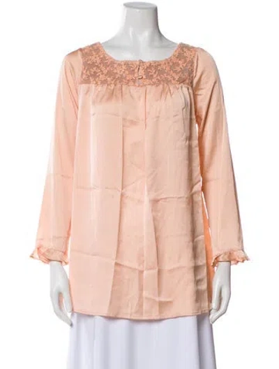 Pre-owned For Love & Lemons Square Neckline Long Sleeve Blouse In Multi