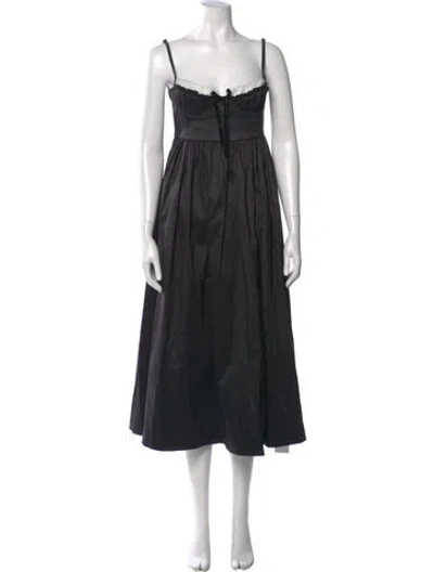 Pre-owned For Love & Lemons Square Neckline Midi Length Dress In Black