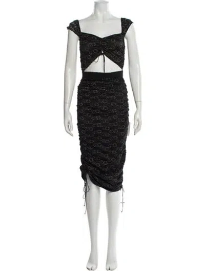Pre-owned For Love & Lemons Square Neckline Midi Length Dress W/ Tags In Black