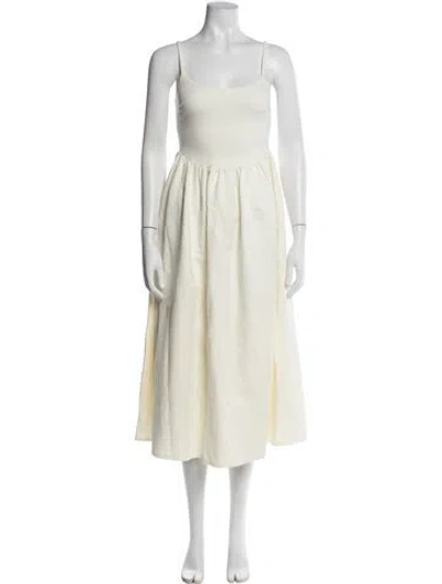 Pre-owned For Love & Lemons Square Neckline Midi Length Dress In White