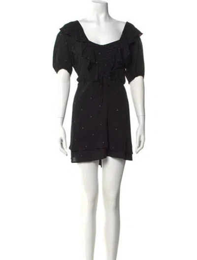Pre-owned For Love & Lemons Square Neckline Mini Dress In Black