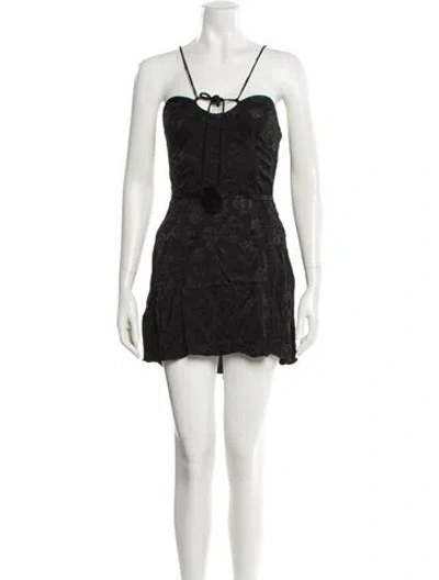 Pre-owned For Love & Lemons Square Neckline Mini Dress In Black