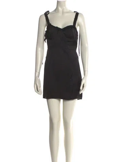 Pre-owned For Love & Lemons Square Neckline Mini Dress In Black