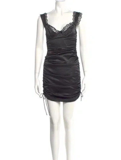 Pre-owned For Love & Lemons Square Neckline Mini Dress In Black