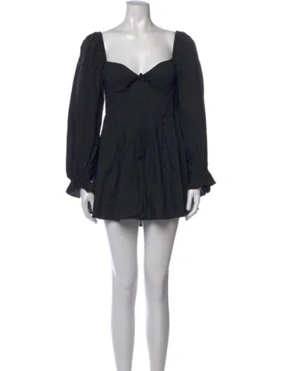 Pre-owned For Love & Lemons Square Neckline Mini Dress In Black