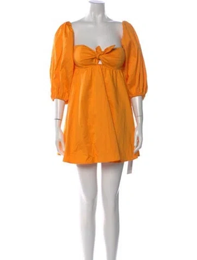 Pre-owned For Love & Lemons Square Neckline Mini Dress In Orange