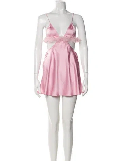 Pre-owned For Love & Lemons Square Neckline Mini Dress In Pink