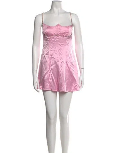 Pre-owned For Love & Lemons Square Neckline Mini Dress In Pink