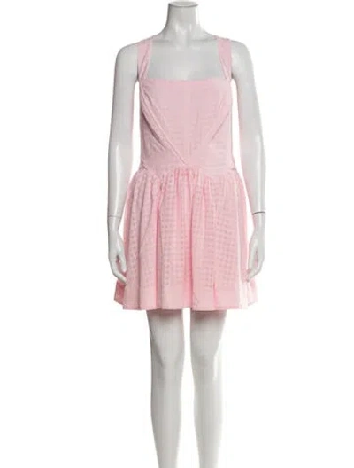 Pre-owned For Love & Lemons Square Neckline Mini Dress In Pink