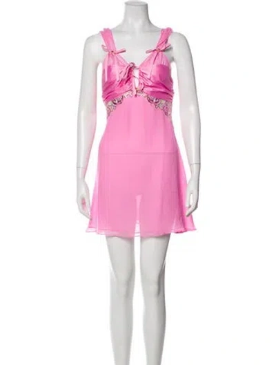 Pre-owned For Love & Lemons Square Neckline Mini Dress In Purple