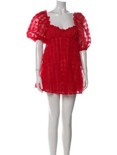 Pre-owned For Love & Lemons Square Neckline Mini Dress W/ Tags In Red