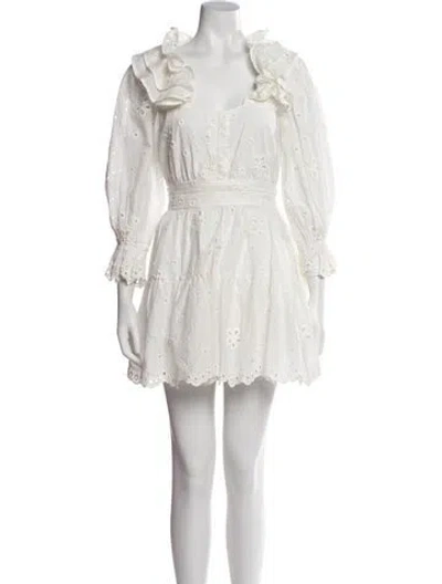 Pre-owned For Love & Lemons Square Neckline Mini Dress In White