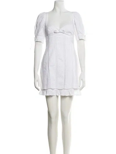 Pre-owned For Love & Lemons Square Neckline Mini Dress In White