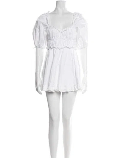 Pre-owned For Love & Lemons Square Neckline Mini Dress In White