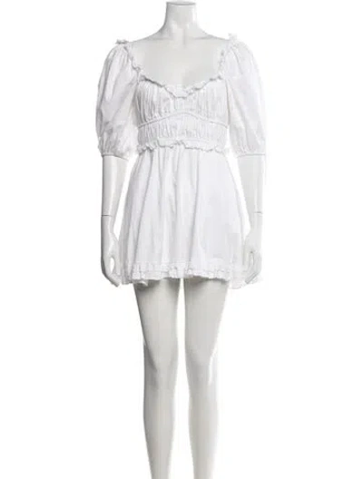 Pre-owned For Love & Lemons Square Neckline Mini Dress In White