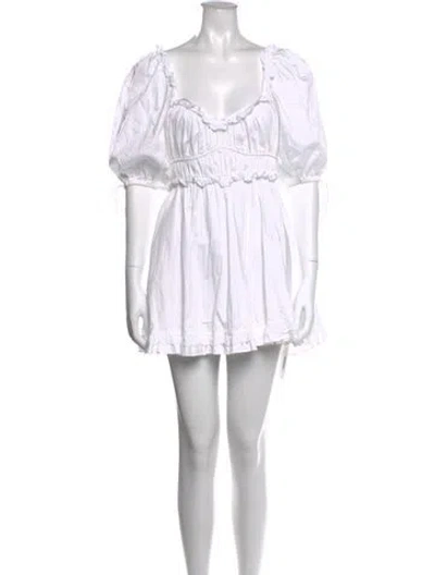 Pre-owned For Love & Lemons Square Neckline Mini Dress In White