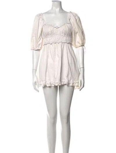 Pre-owned For Love & Lemons Square Neckline Mini Dress In White
