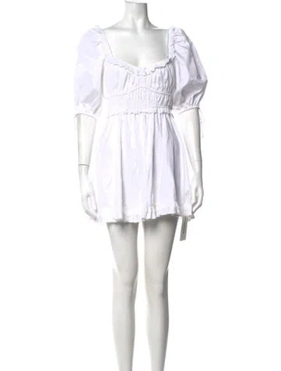 Pre-owned For Love & Lemons Square Neckline Mini Dress In White