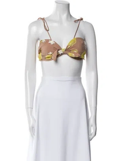 Pre-owned For Love & Lemons Square Neckline Sleeveless Crop Top In Gold
